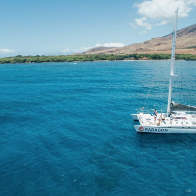 a small boat in a large body of water