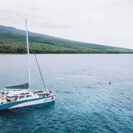 a small boat in a large body of water