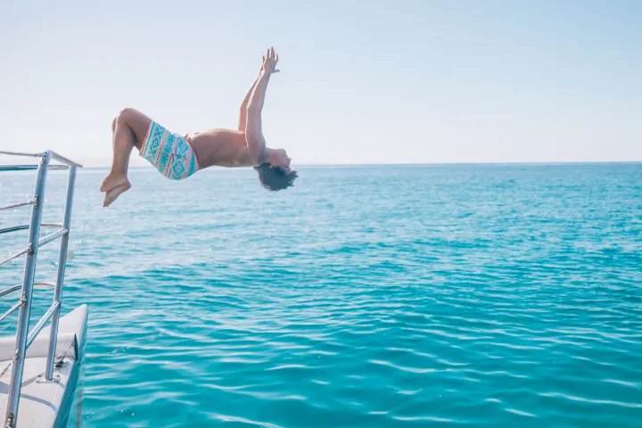 a man in a pool of water